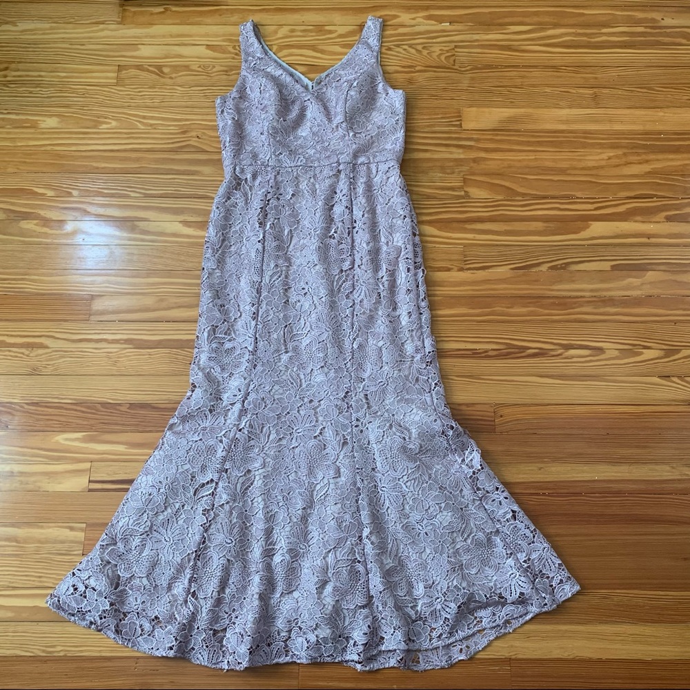 JS Collections lavender lace floor length gown size 14